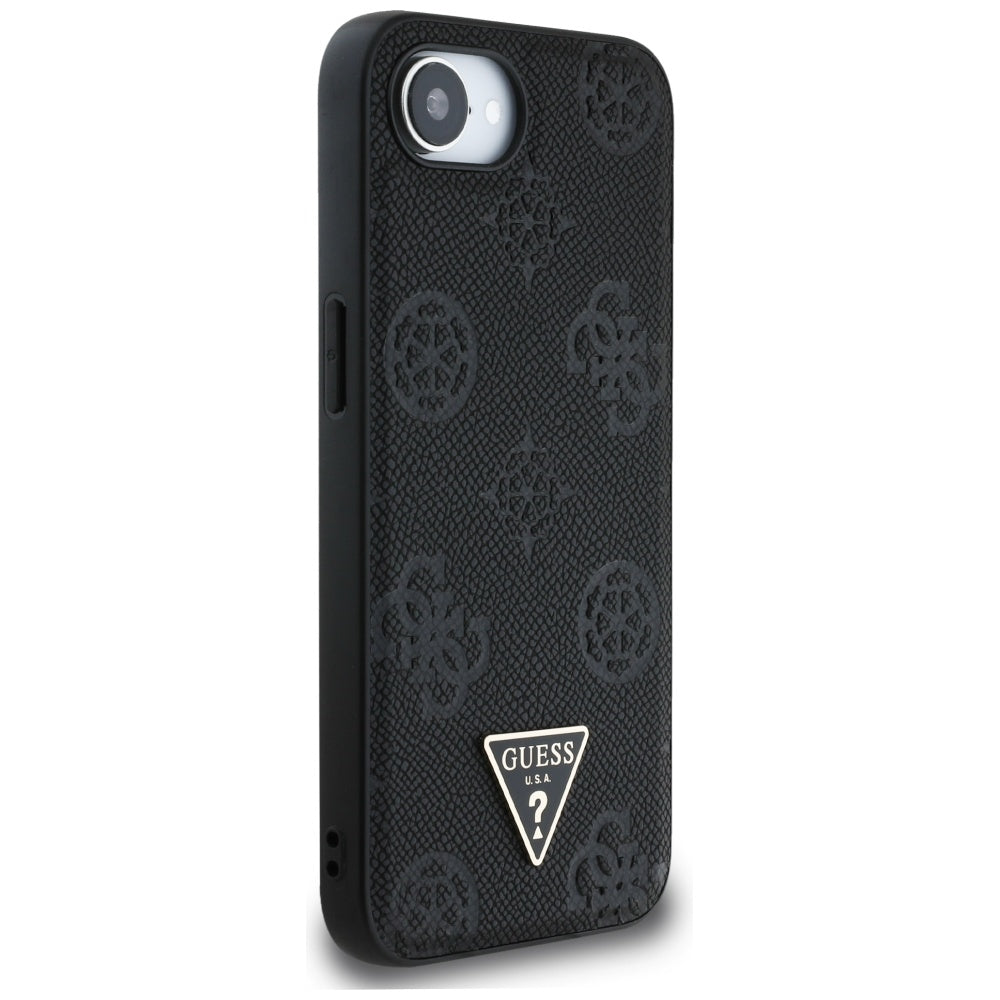 MagSafe-deksel for Apple iPhone 17e / 16e, Guess, Peony Grained Hot Stamp Triangle, Svart