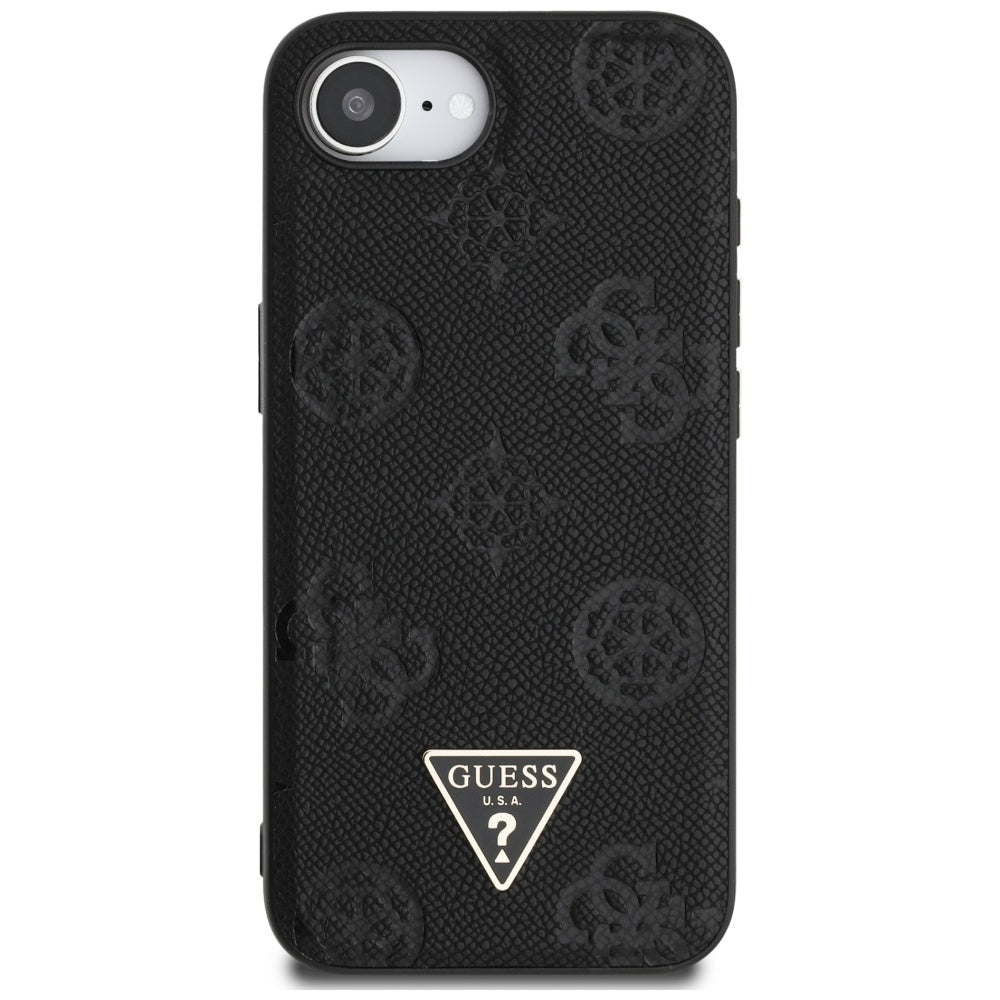 MagSafe-deksel for Apple iPhone 17e / 16e, Guess, Peony Grained Hot Stamp Triangle, Svart