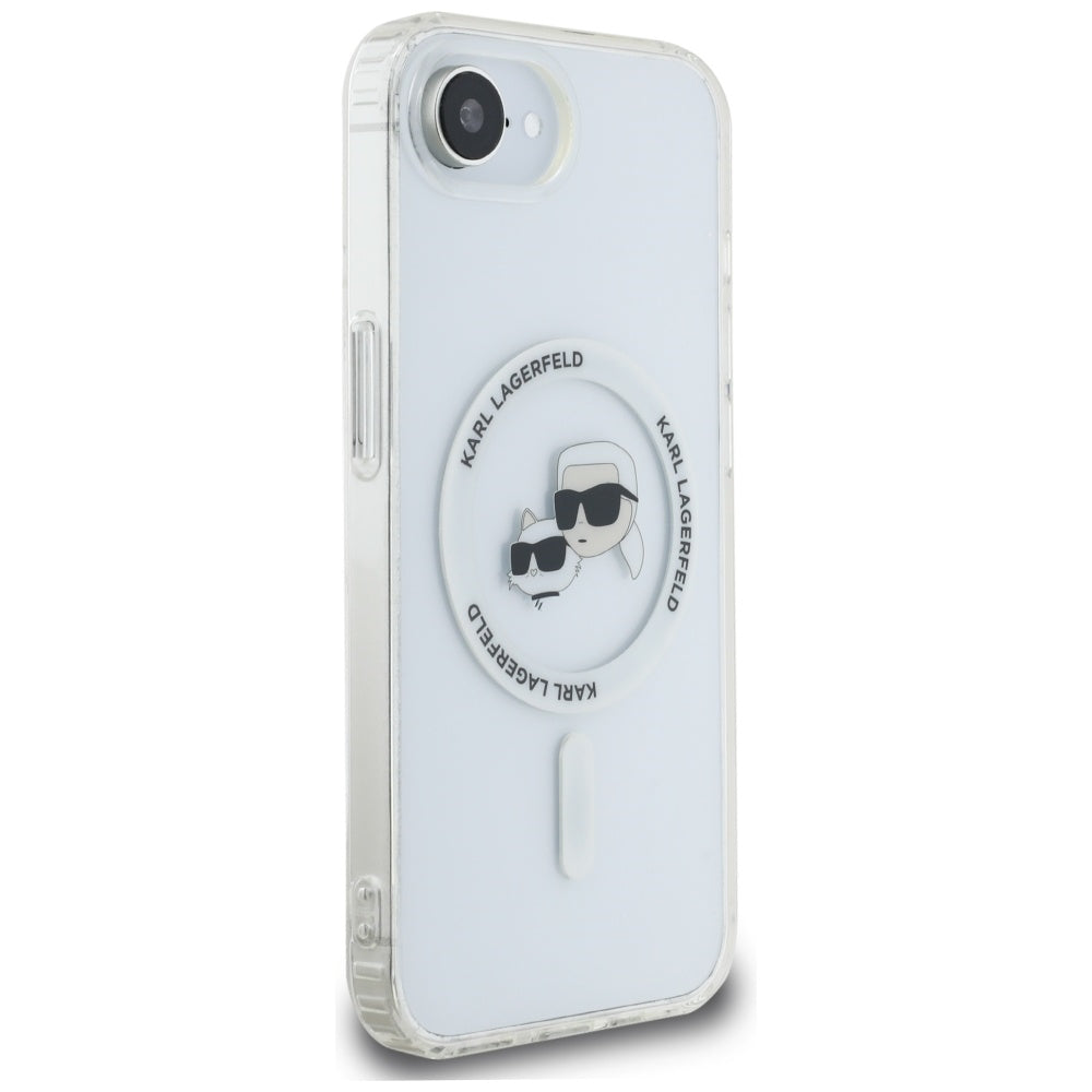 MagSafe-deksel for Apple iPhone 17e / 16e, Karl Lagerfeld, IML Metal Karl & Choupette's Heads, Hvit