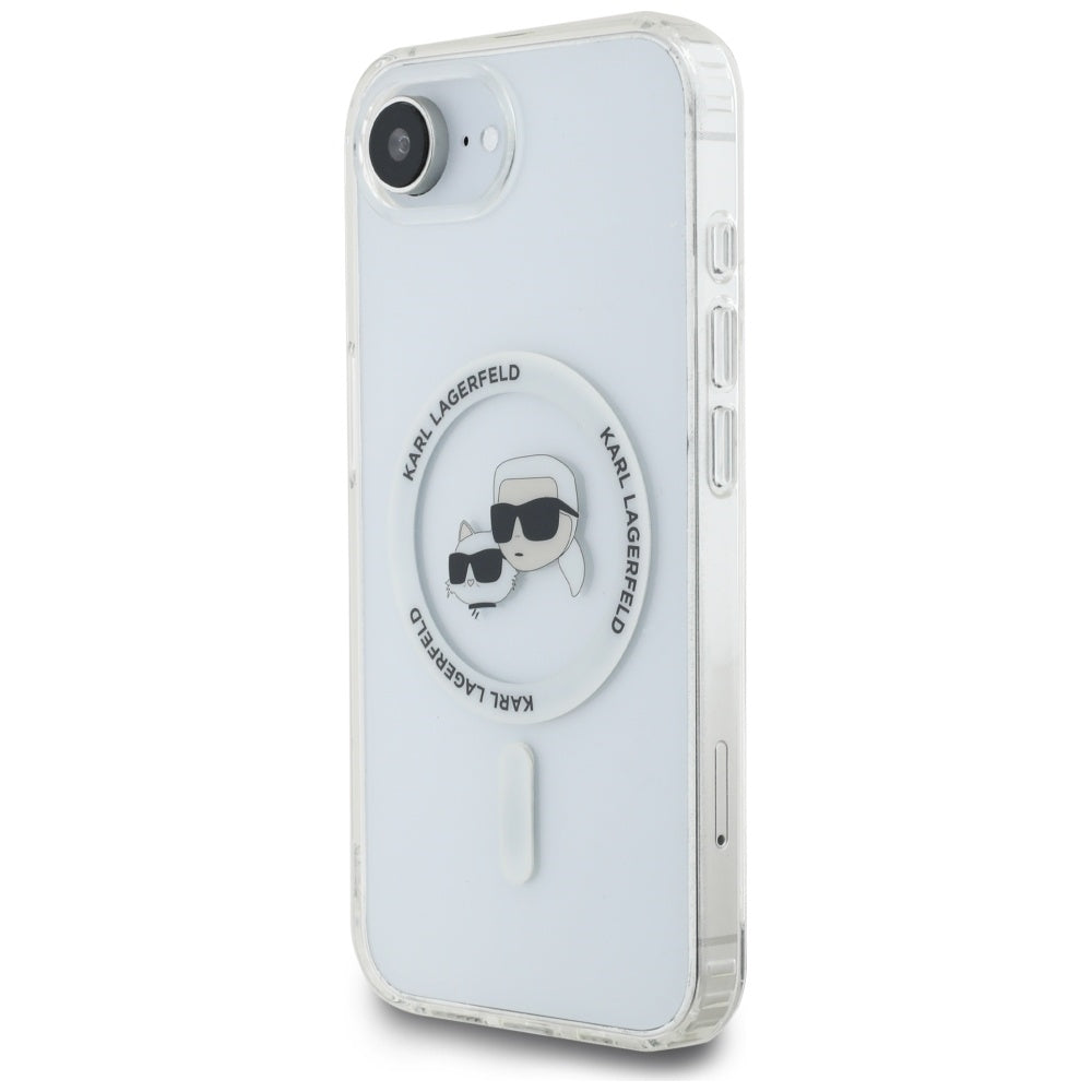 MagSafe-deksel for Apple iPhone 17e / 16e, Karl Lagerfeld, IML Metal Karl & Choupette's Heads, Hvit