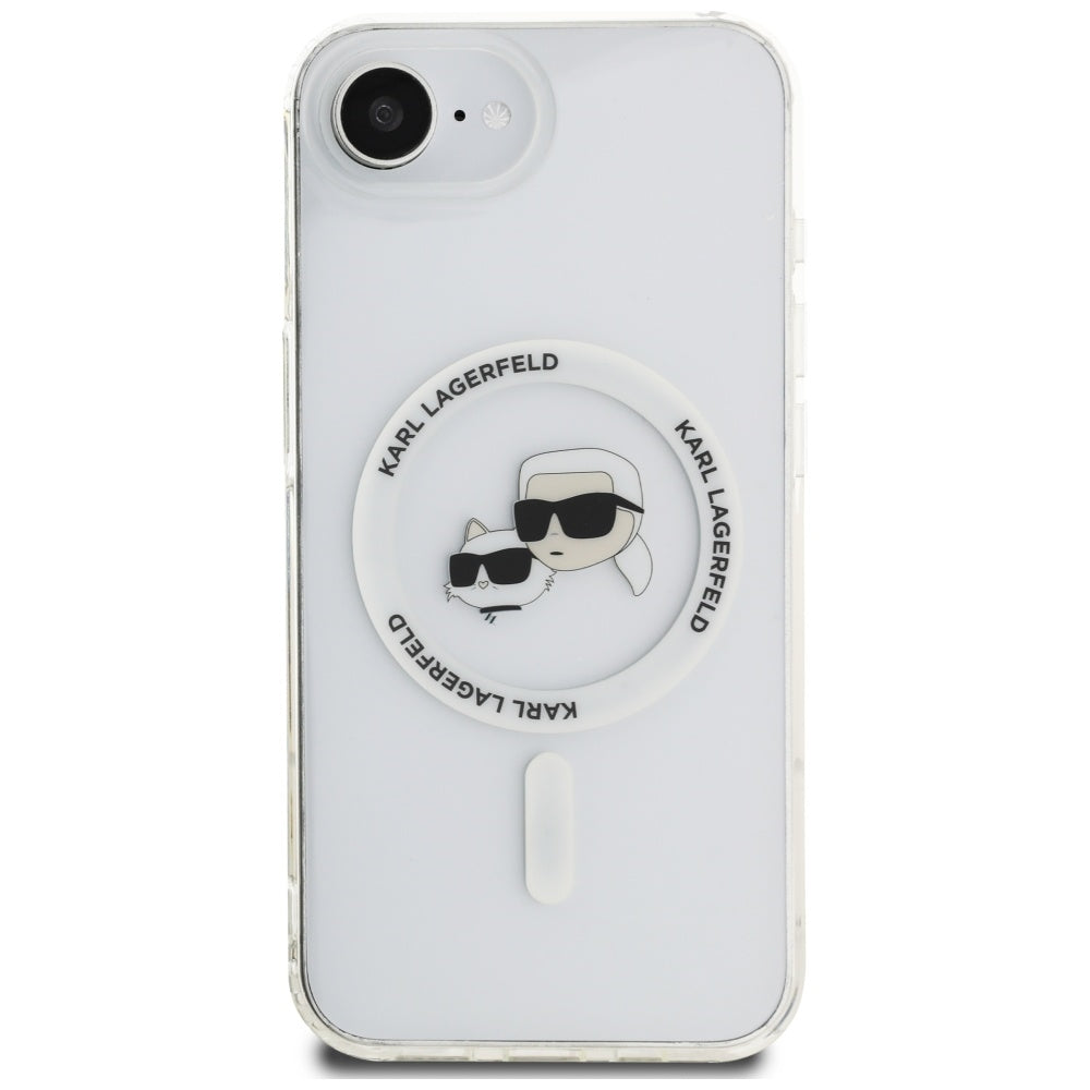 MagSafe-deksel for Apple iPhone 17e / 16e, Karl Lagerfeld, IML Metal Karl & Choupette's Heads, Hvit