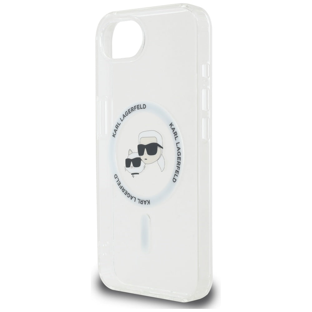 MagSafe-deksel for Apple iPhone 17e / 16e, Karl Lagerfeld, IML Metal Karl & Choupette's Heads, Hvit