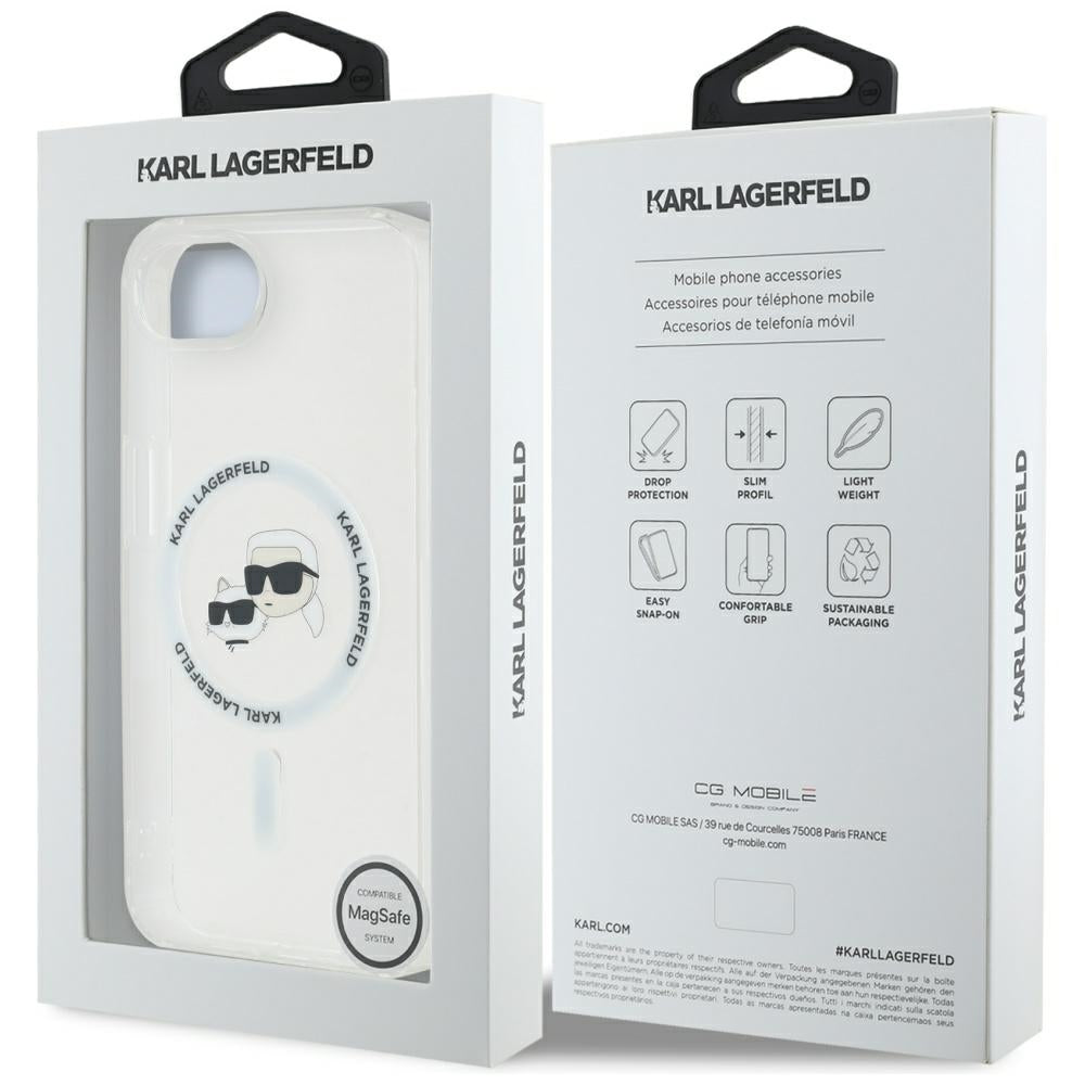 MagSafe-deksel for Apple iPhone 17e / 16e, Karl Lagerfeld, IML Metal Karl & Choupette's Heads, Hvit
