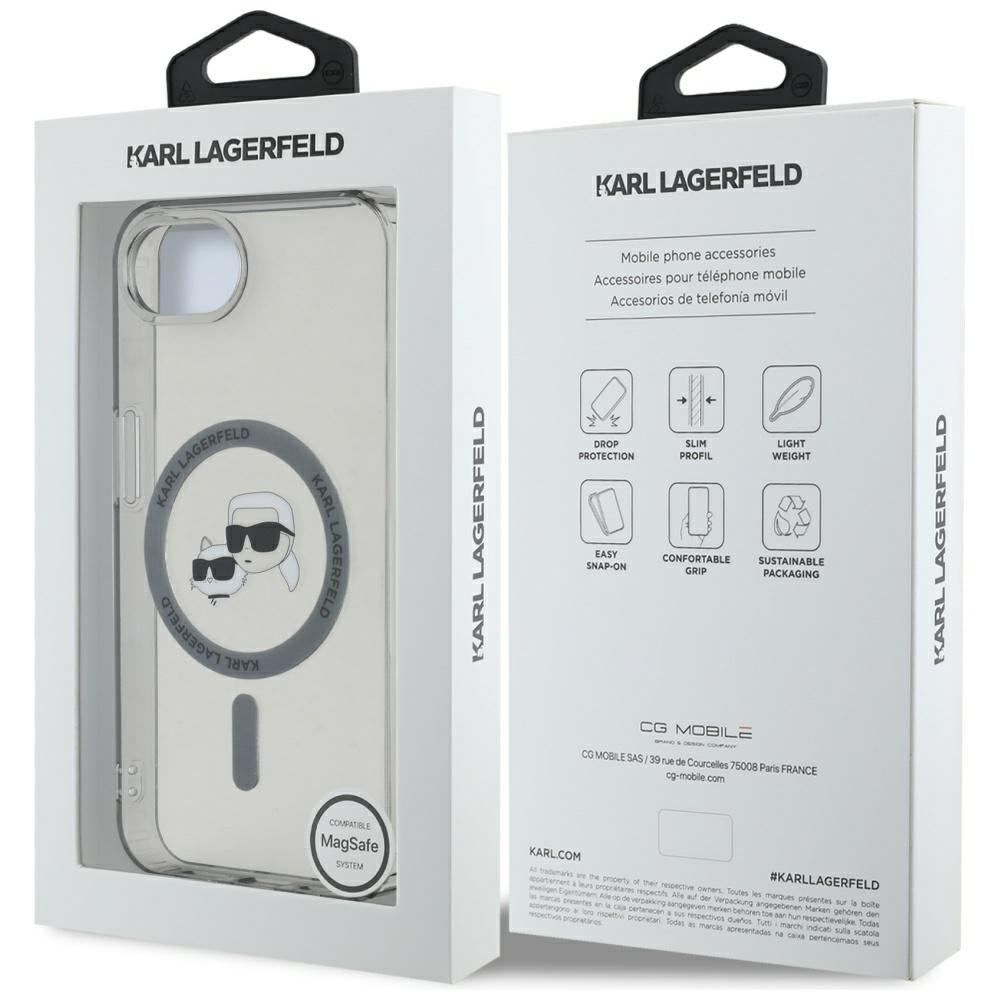 MagSafe-deksel for Apple iPhone 17e / 16e, Karl Lagerfeld, IML Metal Karl & Choupette's Heads, Svart