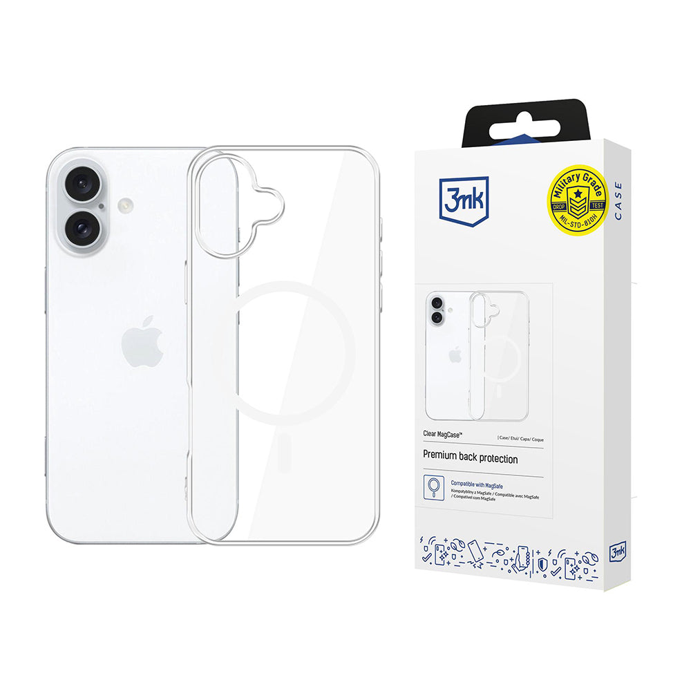 MagSafe-deksel for Apple iPhone 17, 3MK, Clear MagCase, Gjennomsiktig