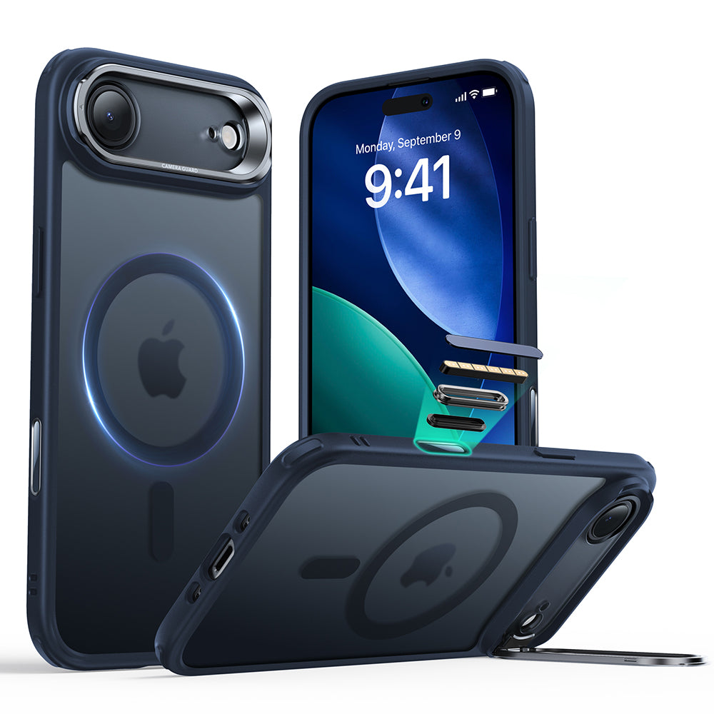 MagSafe-deksel for Apple iPhone 17 Air, ESR, Classic Hybrid Kickstand, Satinblå