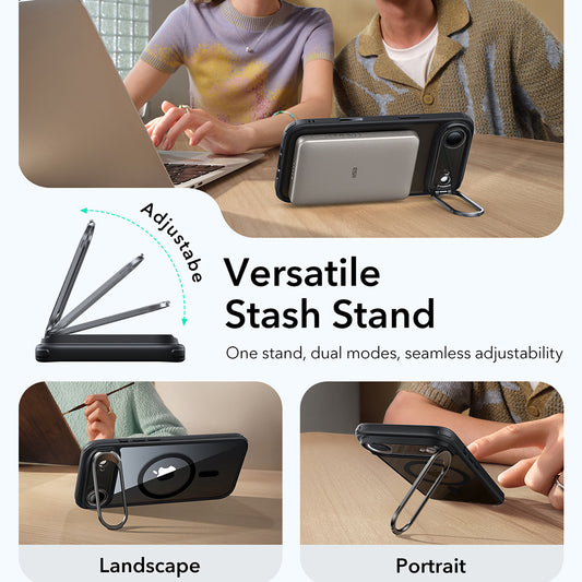 MagSafe-deksel for Apple iPhone 17 Air, ESR, Classic Hybrid Kickstand, Svart Gjennomsiktig