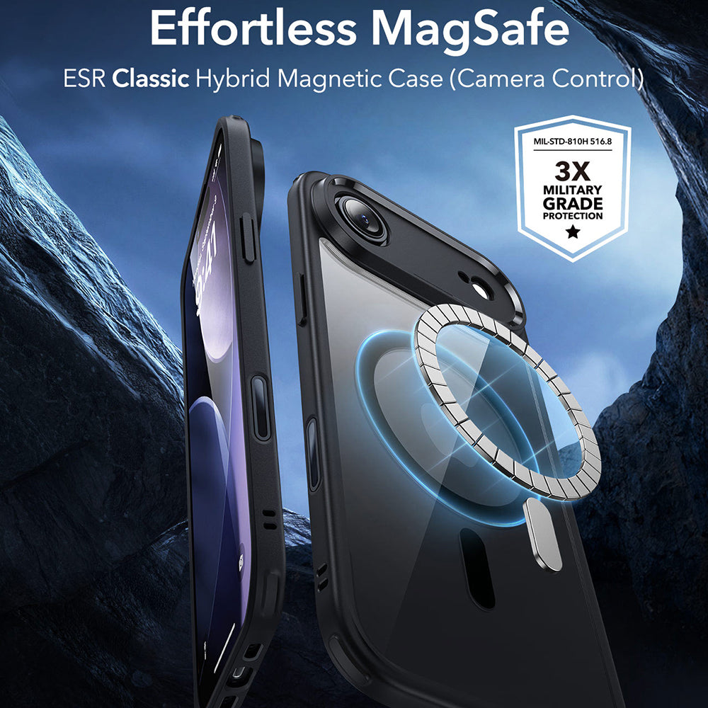 MagSafe-deksel for Apple iPhone 17 Air, ESR, Classic Hybrid, Svart Transparent