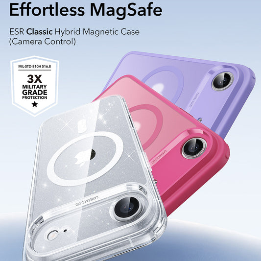 MagSafe-deksel for Apple iPhone 17 Air, ESR, Classic Hybrid Shimmer, Gjennomsiktig