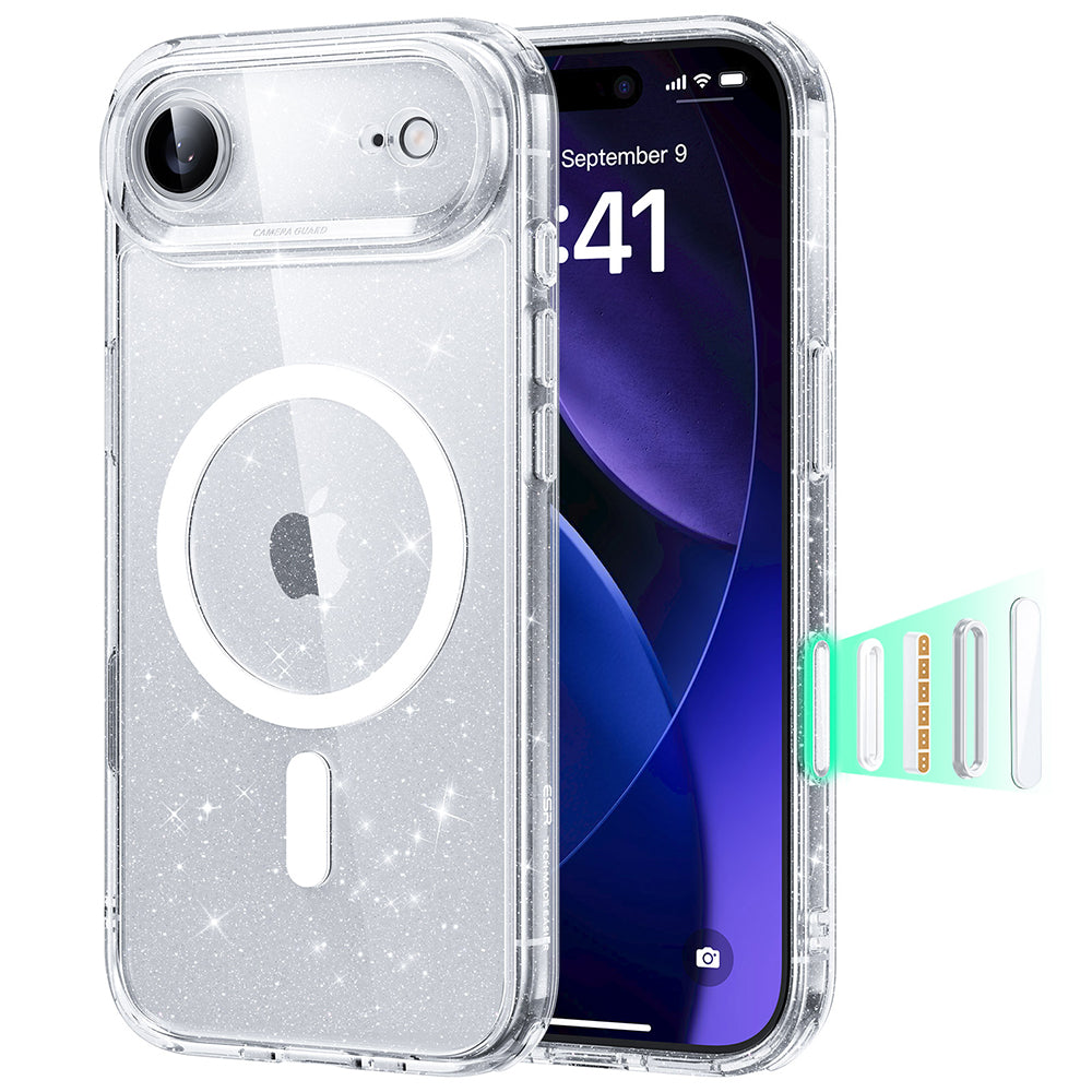 MagSafe-deksel for Apple iPhone 17 Air, ESR, Classic Hybrid Shimmer, Gjennomsiktig