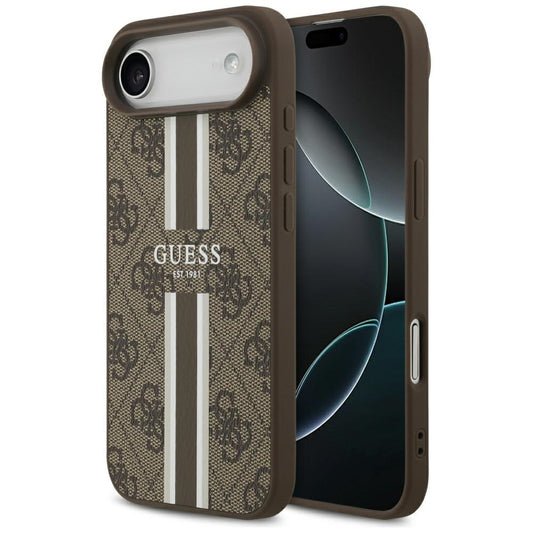 MagSafe-deksel for Apple iPhone 17 Air, Guess, 4G Printed Stripes, Brun