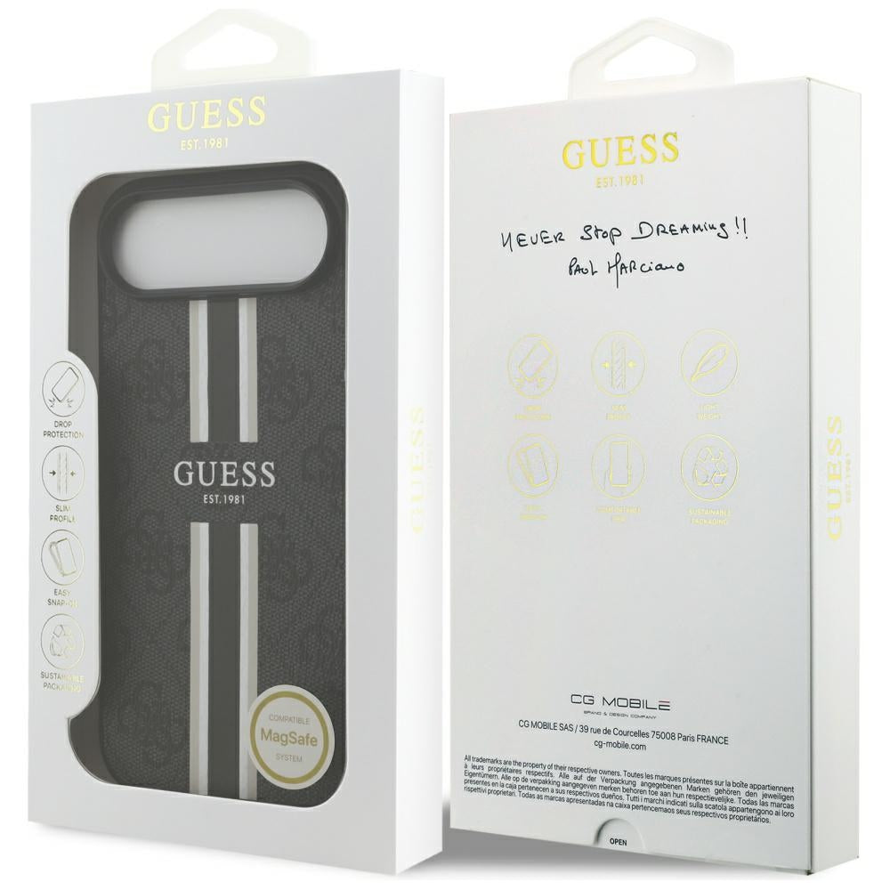 MagSafe-deksel for Apple iPhone 17 Air, Guess, 4G Printed Stripes, Svart