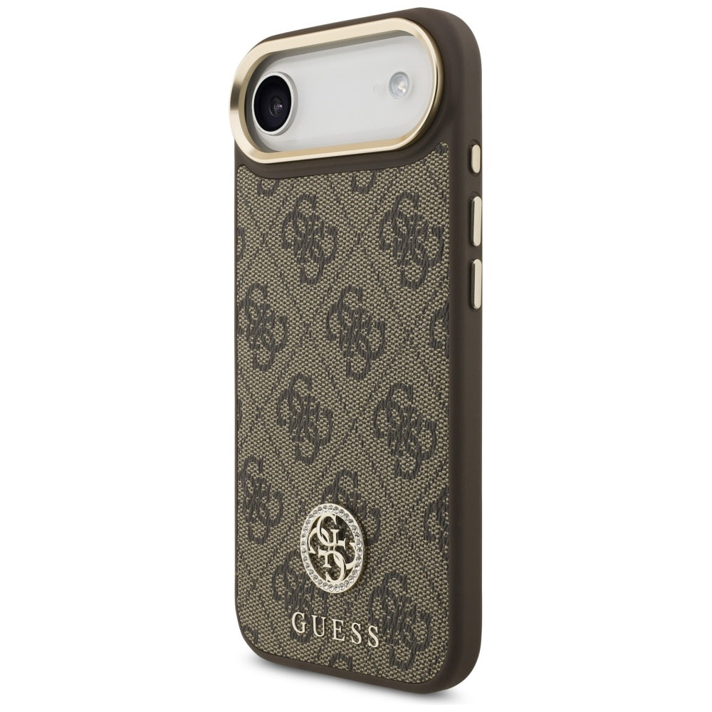 MagSafe-deksel for Apple iPhone 17 Air, Guess, 4G Strass Logo with Big Strap, Brun