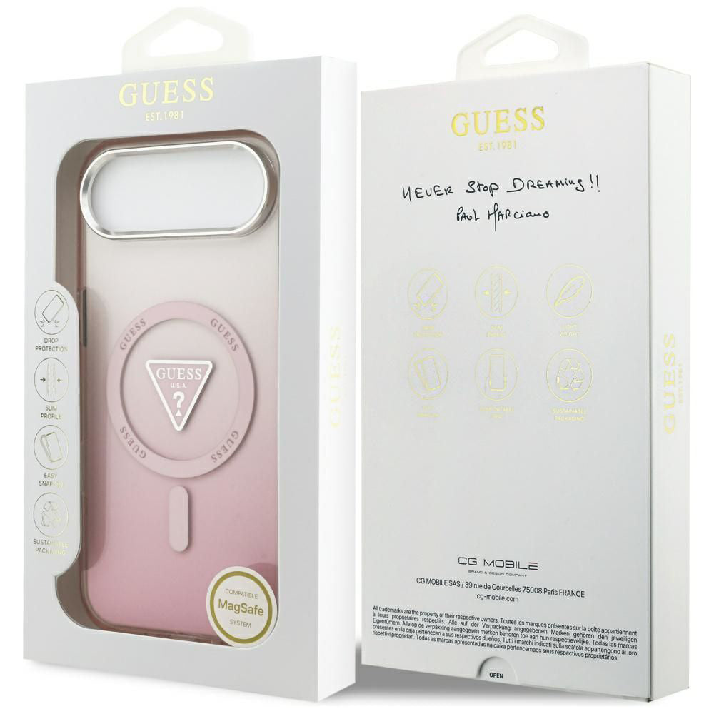 MagSafe-deksel for Apple iPhone 17 Air, Guess, IML Gradient Triangle Logo, Rosa
