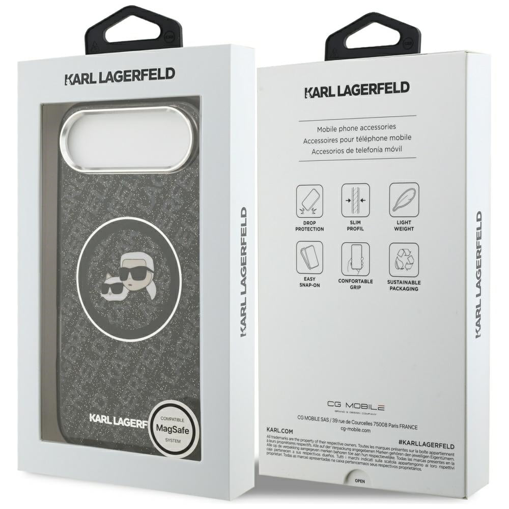 MagSafe-deksel for Apple iPhone 17 Air, Karl Lagerfeld, IML Glitter Karl & Choupette`s Heads, Svart