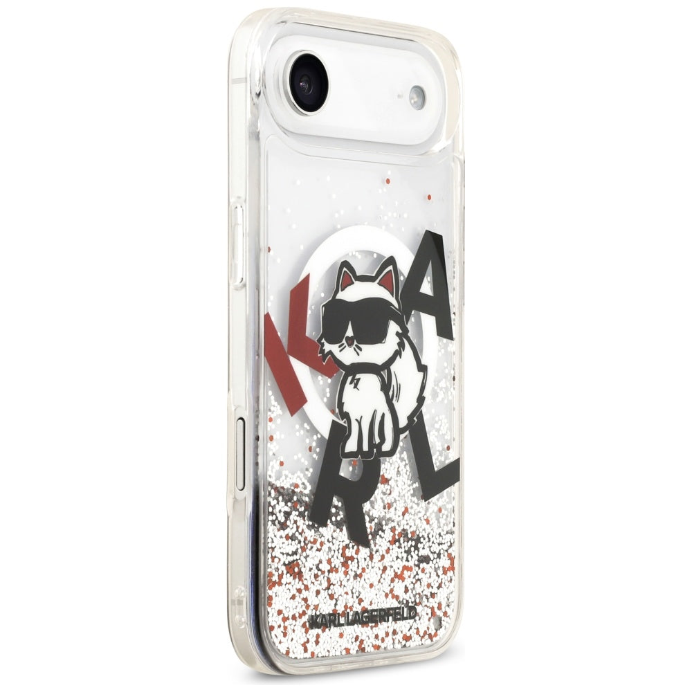 MagSafe-deksel for Apple iPhone 17 Air, Karl Lagerfeld, Liquid Glitter Choupette Logo, Gjennomsiktig