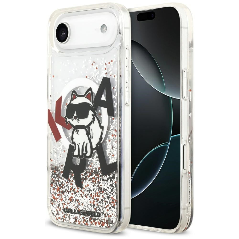 MagSafe-deksel for Apple iPhone 17 Air, Karl Lagerfeld, Liquid Glitter Choupette Logo, Gjennomsiktig