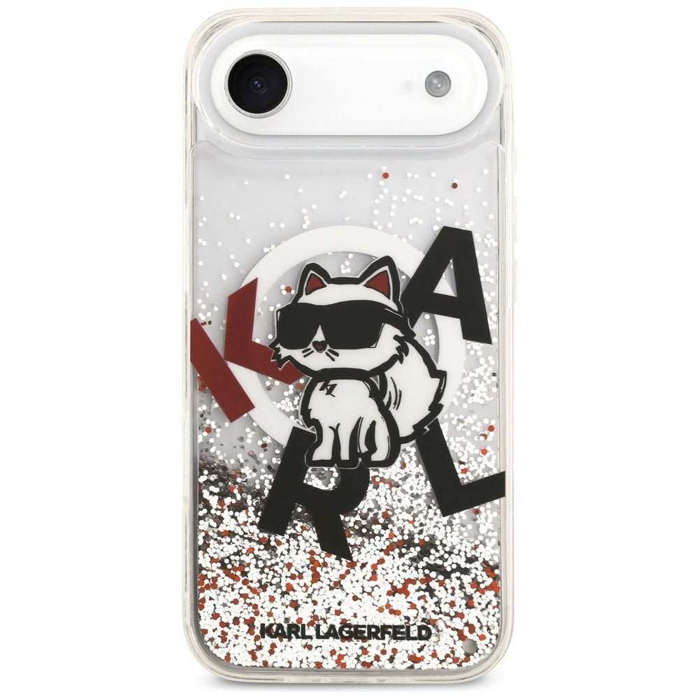 MagSafe-deksel for Apple iPhone 17 Air, Karl Lagerfeld, Liquid Glitter Choupette Logo, Gjennomsiktig