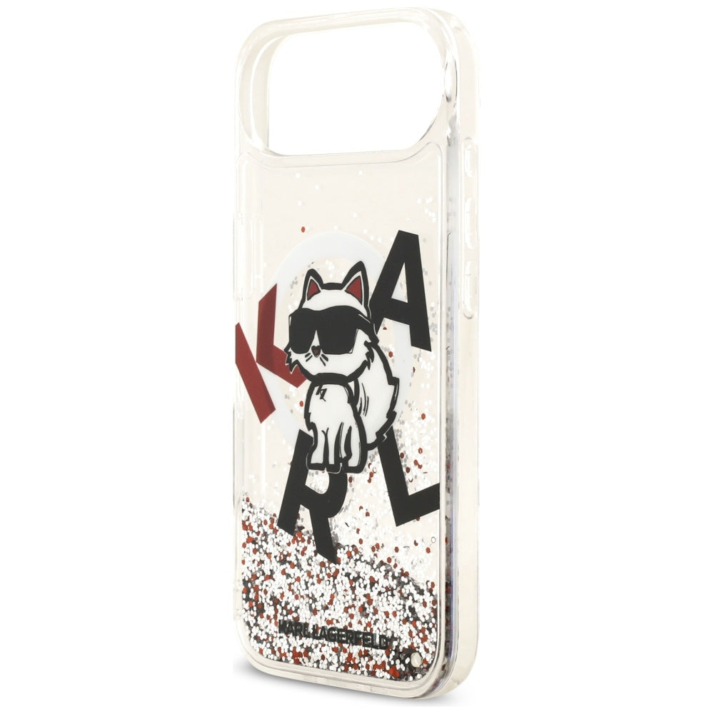 MagSafe-deksel for Apple iPhone 17 Air, Karl Lagerfeld, Liquid Glitter Choupette Logo, Gjennomsiktig