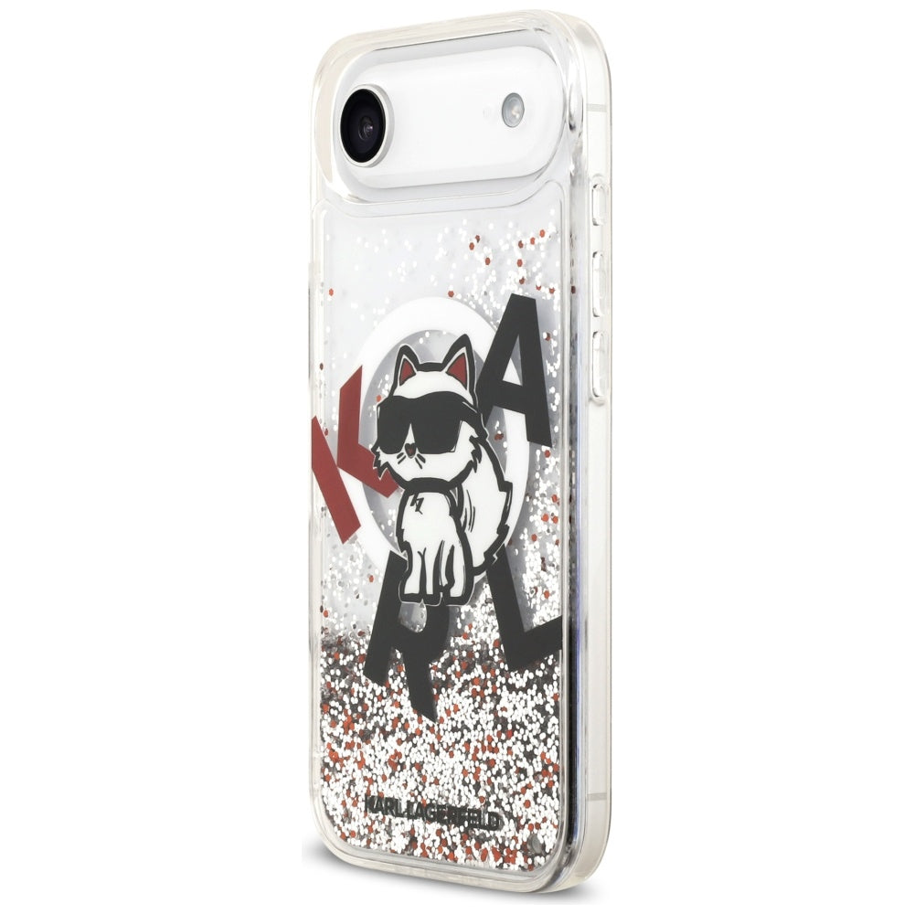MagSafe-deksel for Apple iPhone 17 Air, Karl Lagerfeld, Liquid Glitter Choupette Logo, Gjennomsiktig