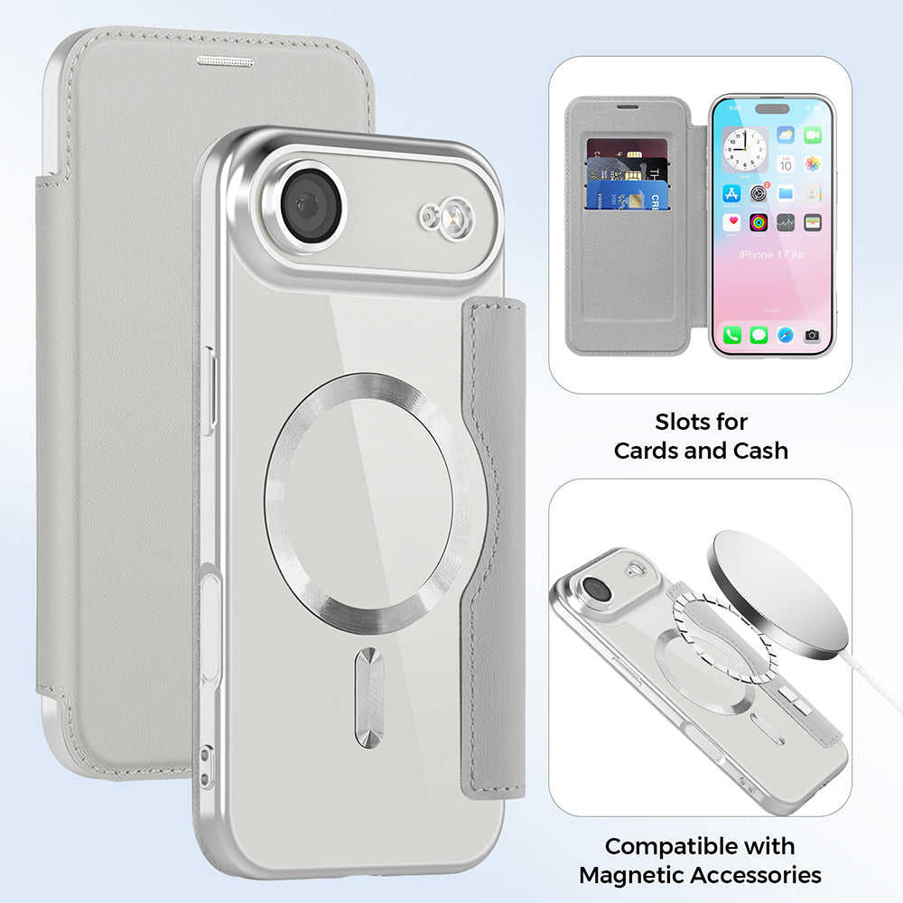 MagSafe-deksel for Apple iPhone 17 Air, Techsuit, SmartMag Book, Grå