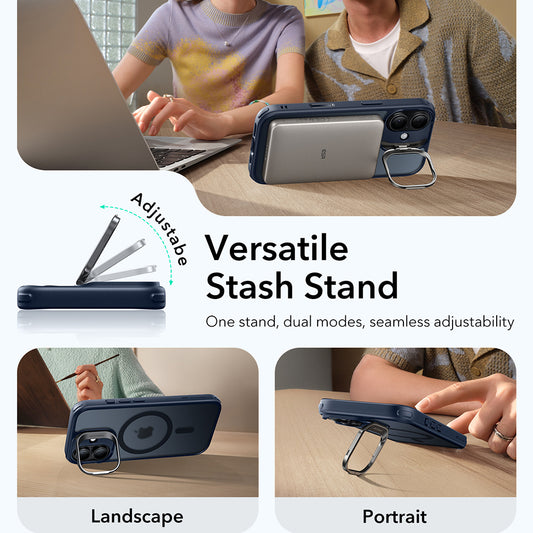 MagSafe-deksel for Apple iPhone 17, ESR, Classic Hybrid Kickstand, Satinblå