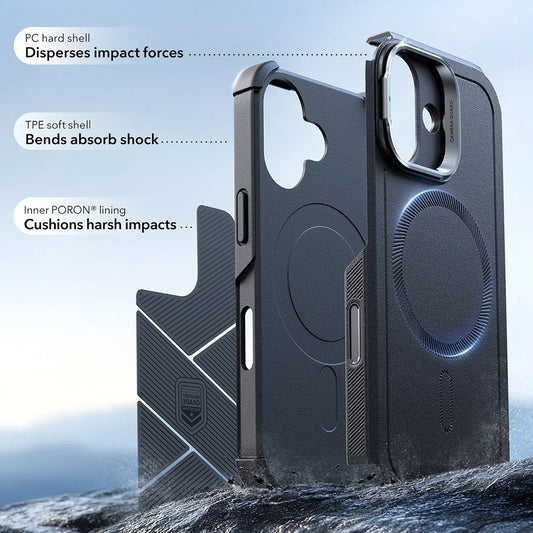 MagSafe-deksel for Apple iPhone 17, ESR, Cyber Armor Kickstand, Svart