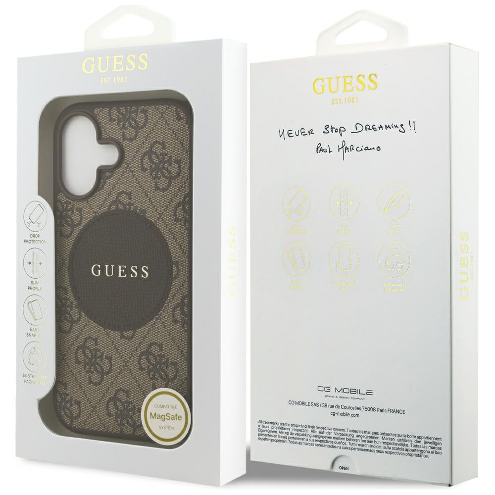 MagSafe-deksel for Apple iPhone 17, Guess, 4G Circle Classic Logo, Brun