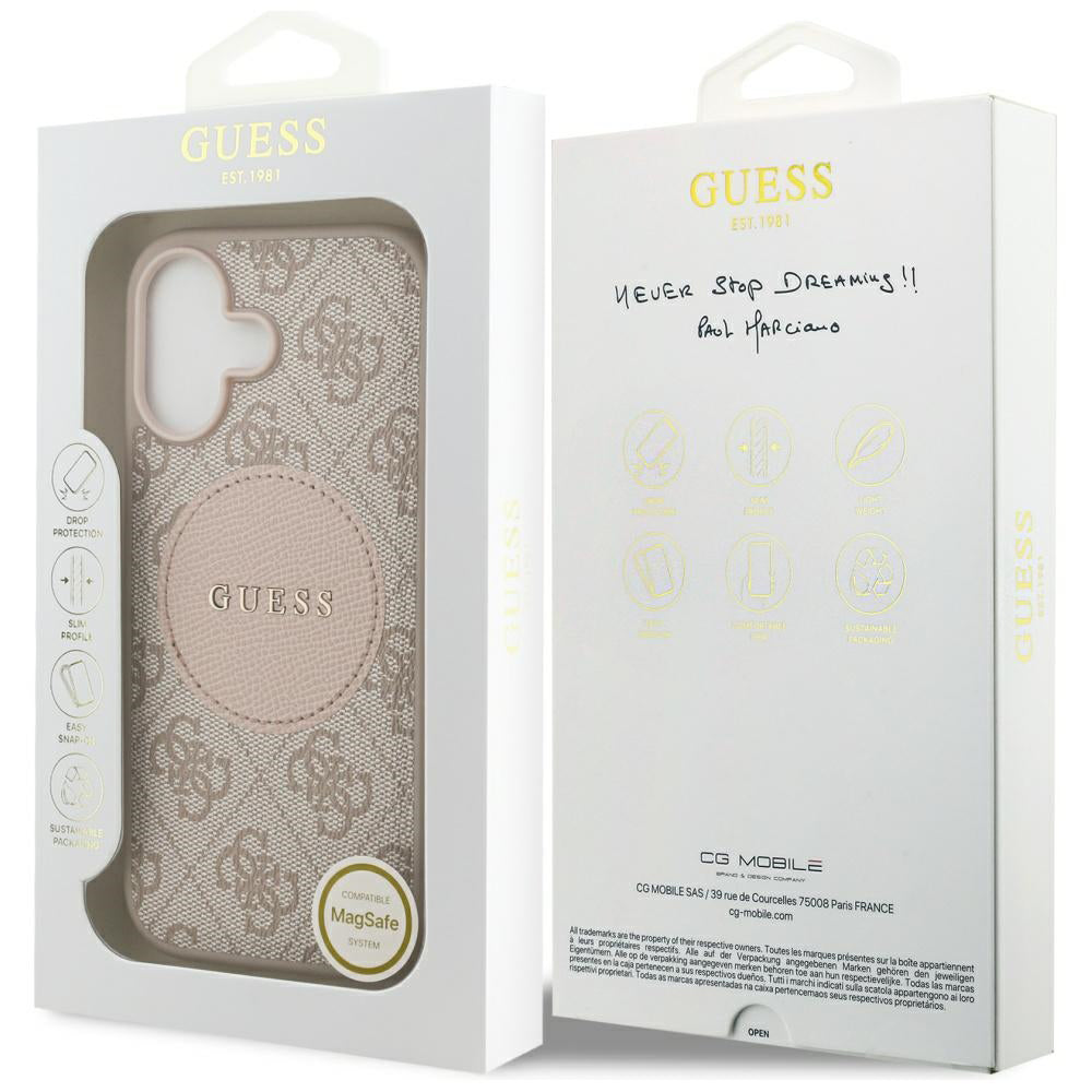 MagSafe deksel for Apple iPhone 17, Guess, 4G Circle Classic Logo, Rosa