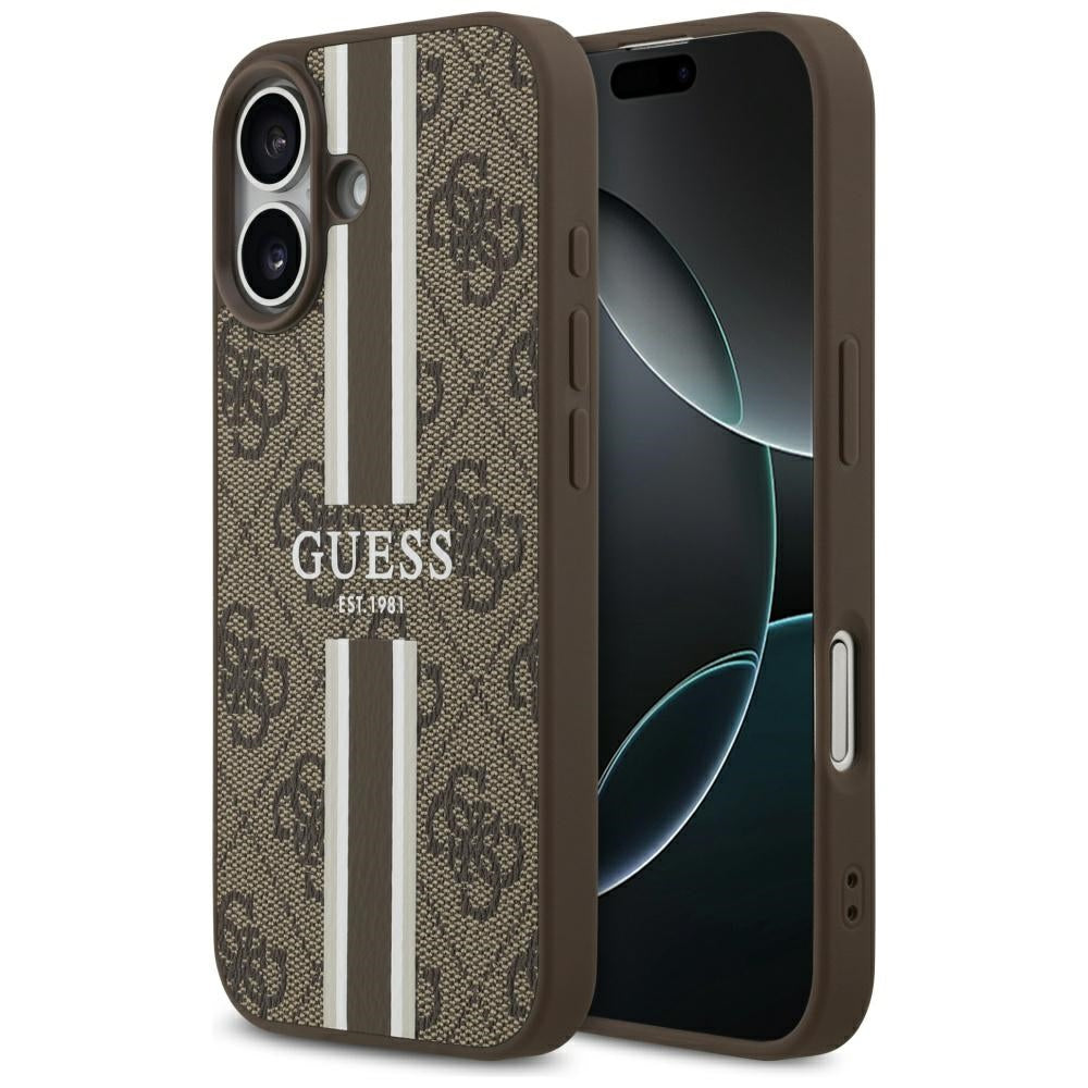 MagSafe-deksel for Apple iPhone 17, Guess, 4G Printed Stripes, Brun
