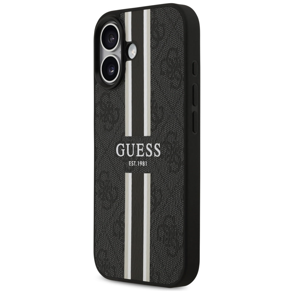 MagSafe-deksel for Apple iPhone 17, Guess, 4G Printed Stripes, Svart