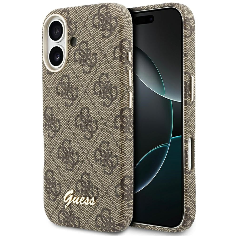 MagSafe-deksel for Apple iPhone 17, Guess, 4G Script Logo, Brun