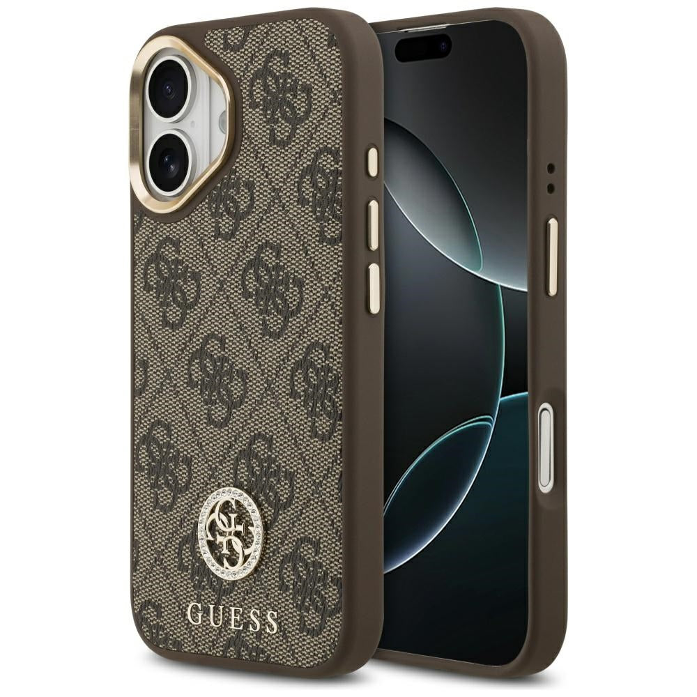MagSafe-deksel for Apple iPhone 17, Guess, 4G Strass Logo, Brun