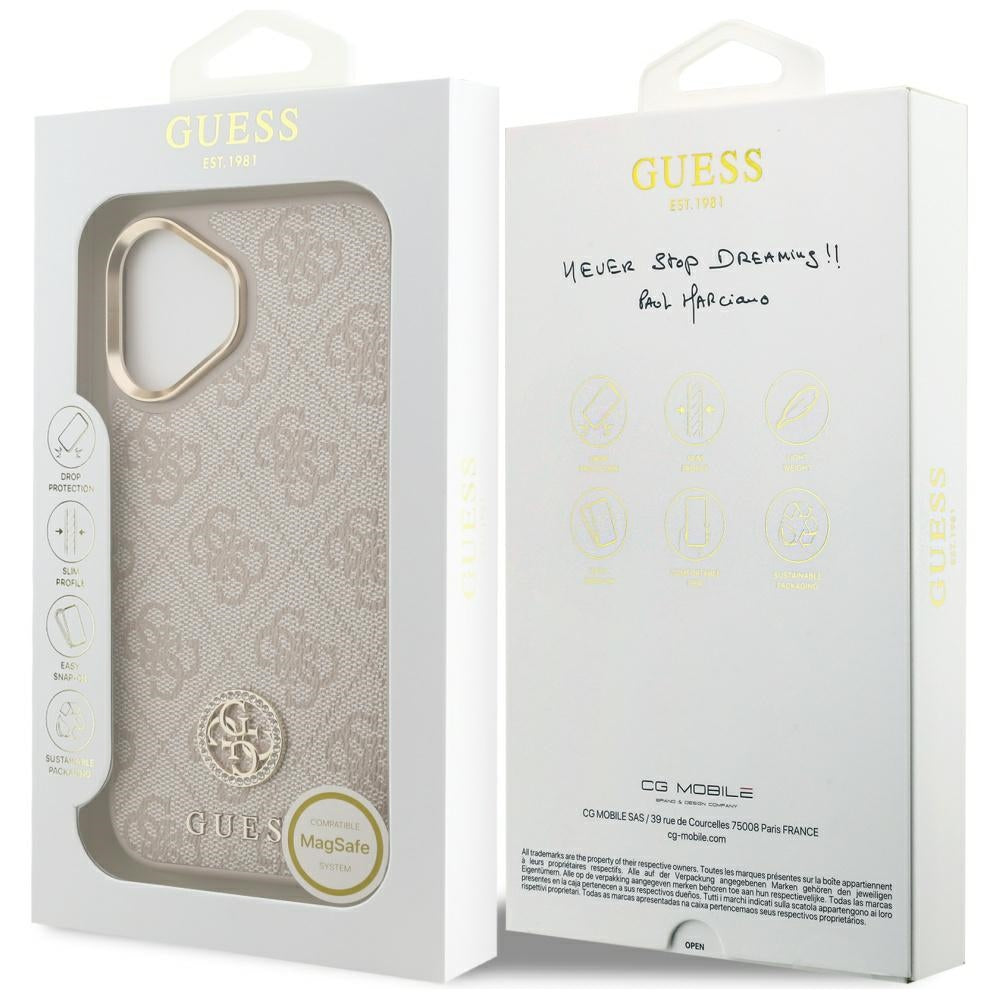 MagSafe-deksel for Apple iPhone 17, Guess, 4G Strass Logo, Rosa