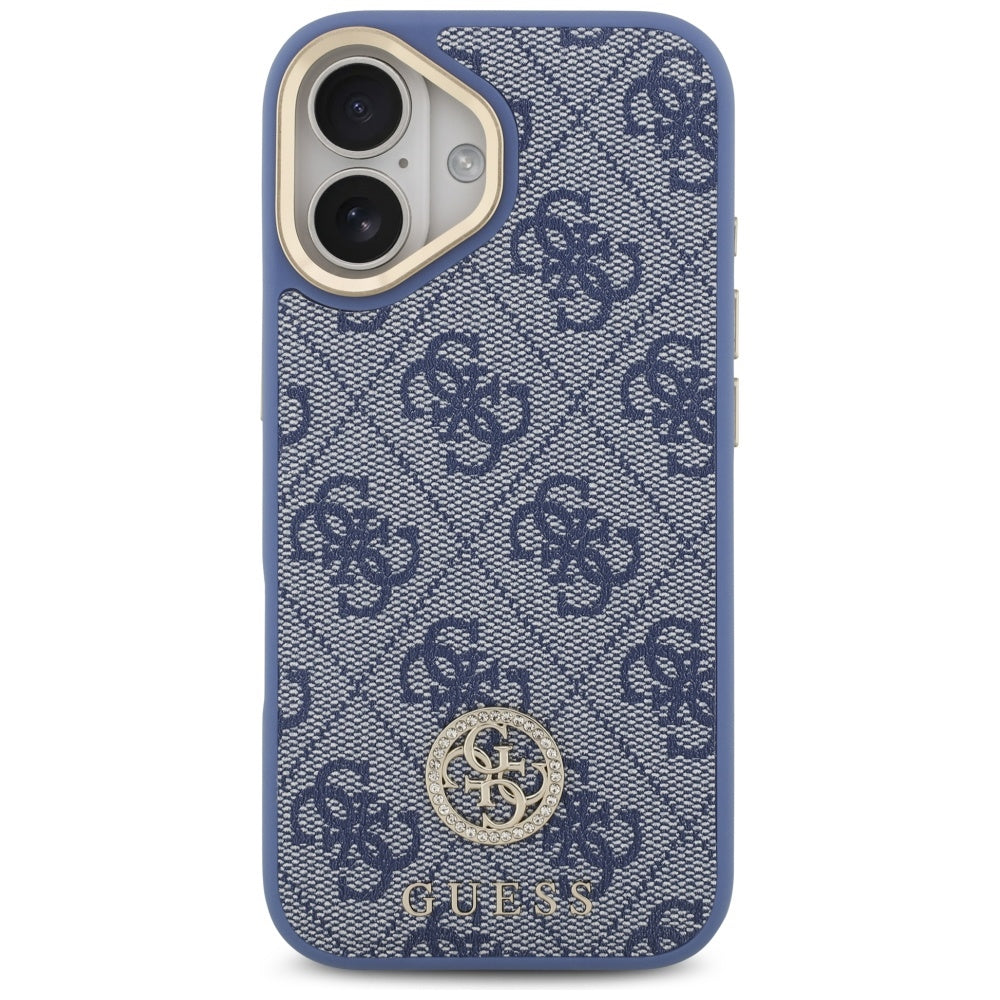 MagSafe-deksel for Apple iPhone 17, Guess, 4G Strass Logo with Big Strap, Blå