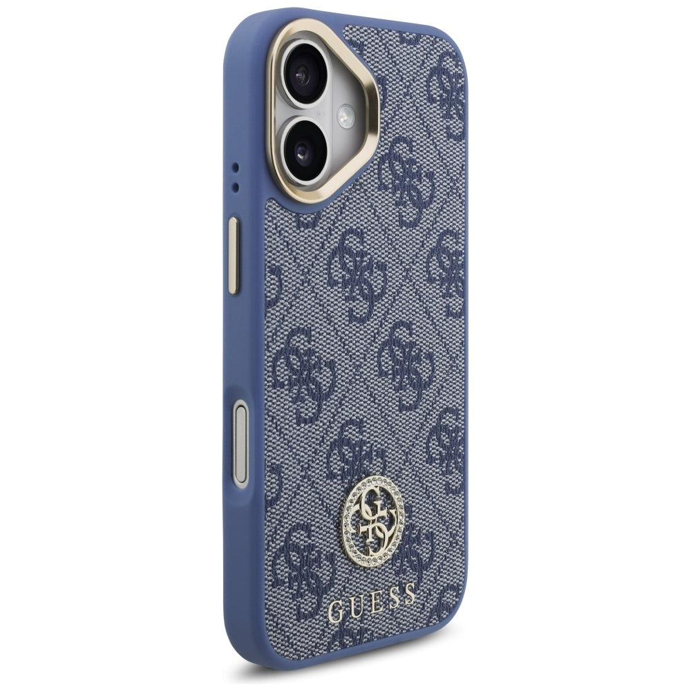 MagSafe-deksel for Apple iPhone 17, Guess, 4G Strass Logo with Big Strap, Blå