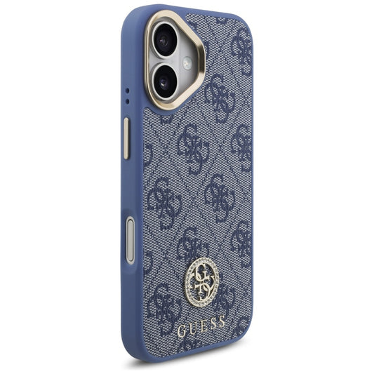 MagSafe-deksel for Apple iPhone 17, Guess, 4G Strass Logo with Big Strap, Blå