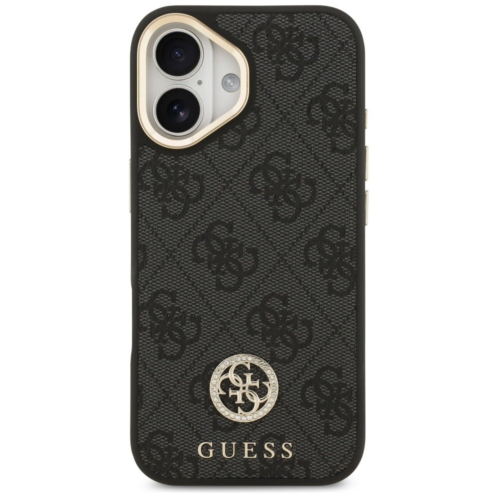 MagSafe-deksel for Apple iPhone 17, Guess, 4G Strass Logo with Big Strap, Svart