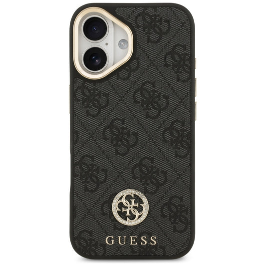 MagSafe-deksel for Apple iPhone 17, Guess, 4G Strass Logo with Big Strap, Svart