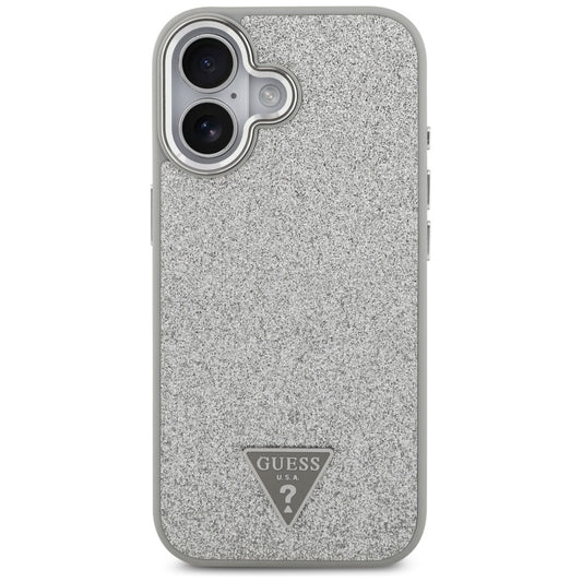 MagSafe-deksel for Apple iPhone 17, Guess, Glitter Triangle Logo, Sølv