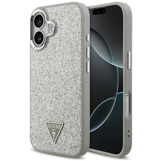 MagSafe-deksel for Apple iPhone 17, Guess, Glitter Triangle Logo, Sølv