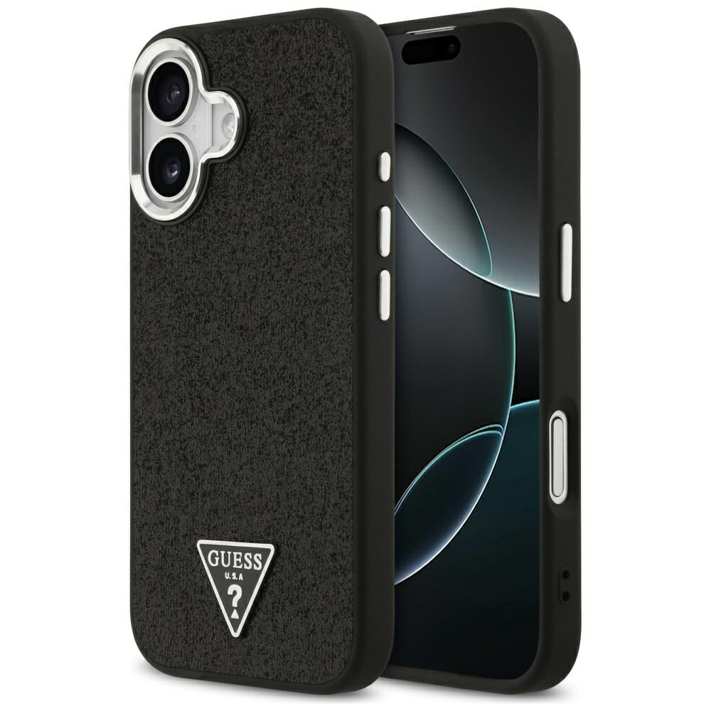 MagSafe-deksel for Apple iPhone 17, Guess, Glitter Triangle Logo, Svart