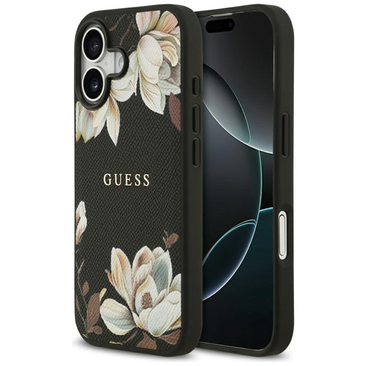 MagSafe-deksel for Apple iPhone 17, Guess, Grained Flowers, Svart