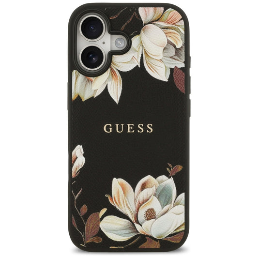 MagSafe-deksel for Apple iPhone 17, Guess, Grained Flowers, Svart