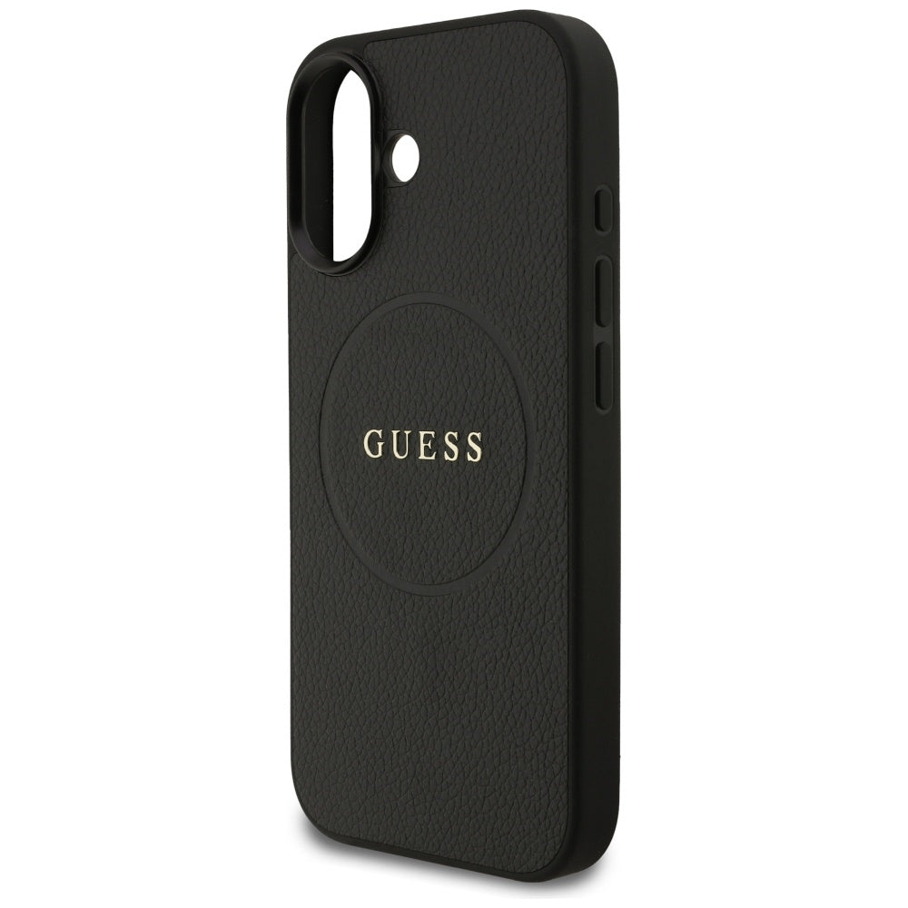 MagSafe-deksel for Apple iPhone 17, Guess, Grained Gold Ring, Svart