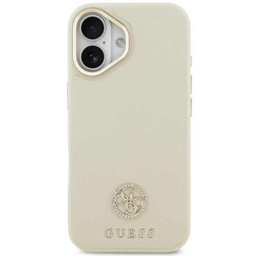 MagSafe-deksel for Apple iPhone 17, Guess, Grained Strass Logo, Beige
