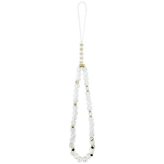 MagSafe-deksel for Apple iPhone 17, Guess, IML Flowers with Pearl Strap, Hvit