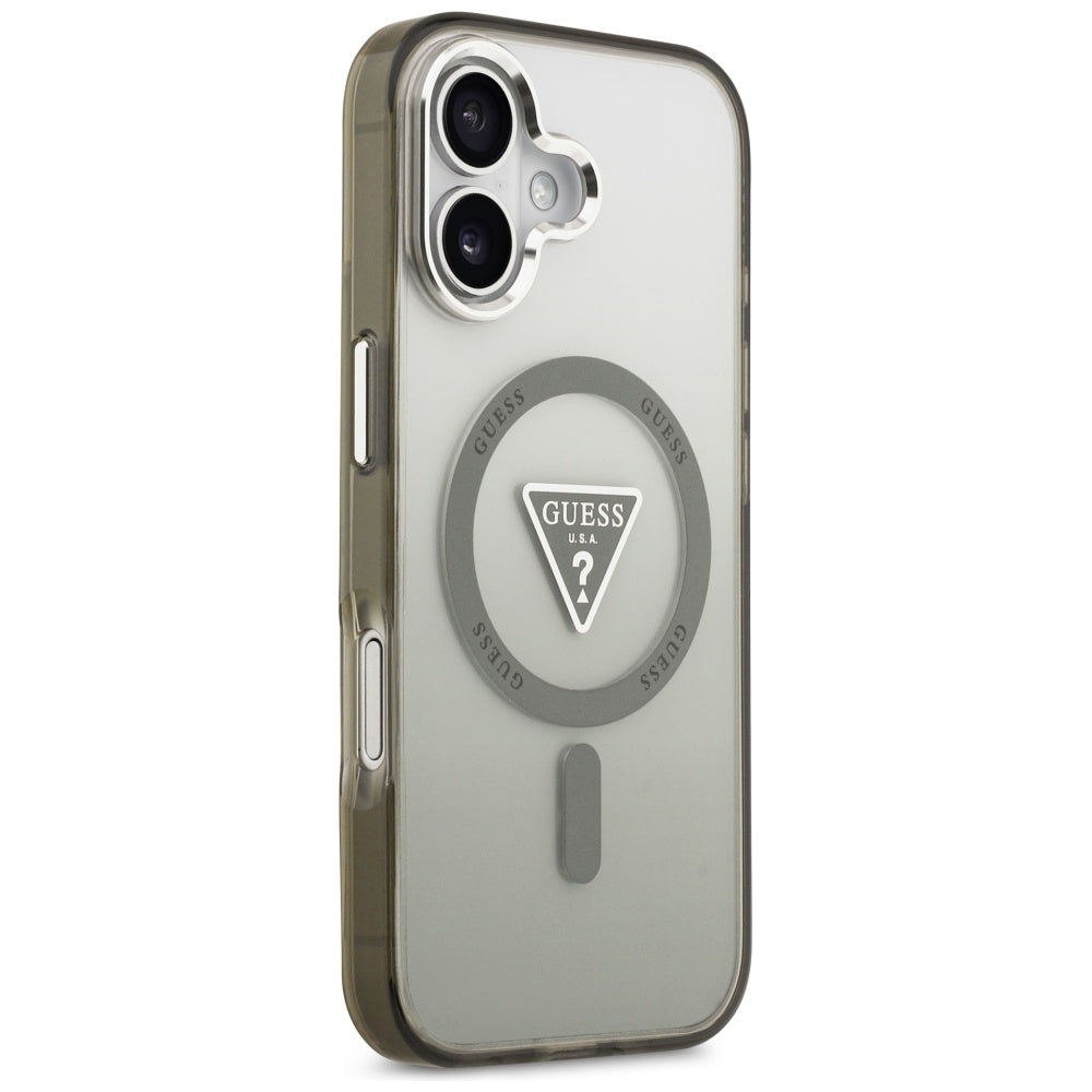 MagSafe-deksel for Apple iPhone 17, Guess, IML Gradient Triangle Logo, Sølvgrønn