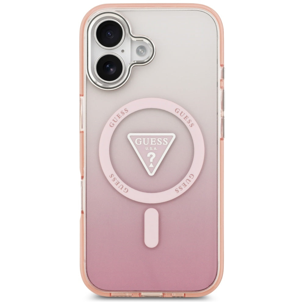 MagSafe-deksel for Apple iPhone 17, Guess, IML Gradient Triangle Logo, Rosa