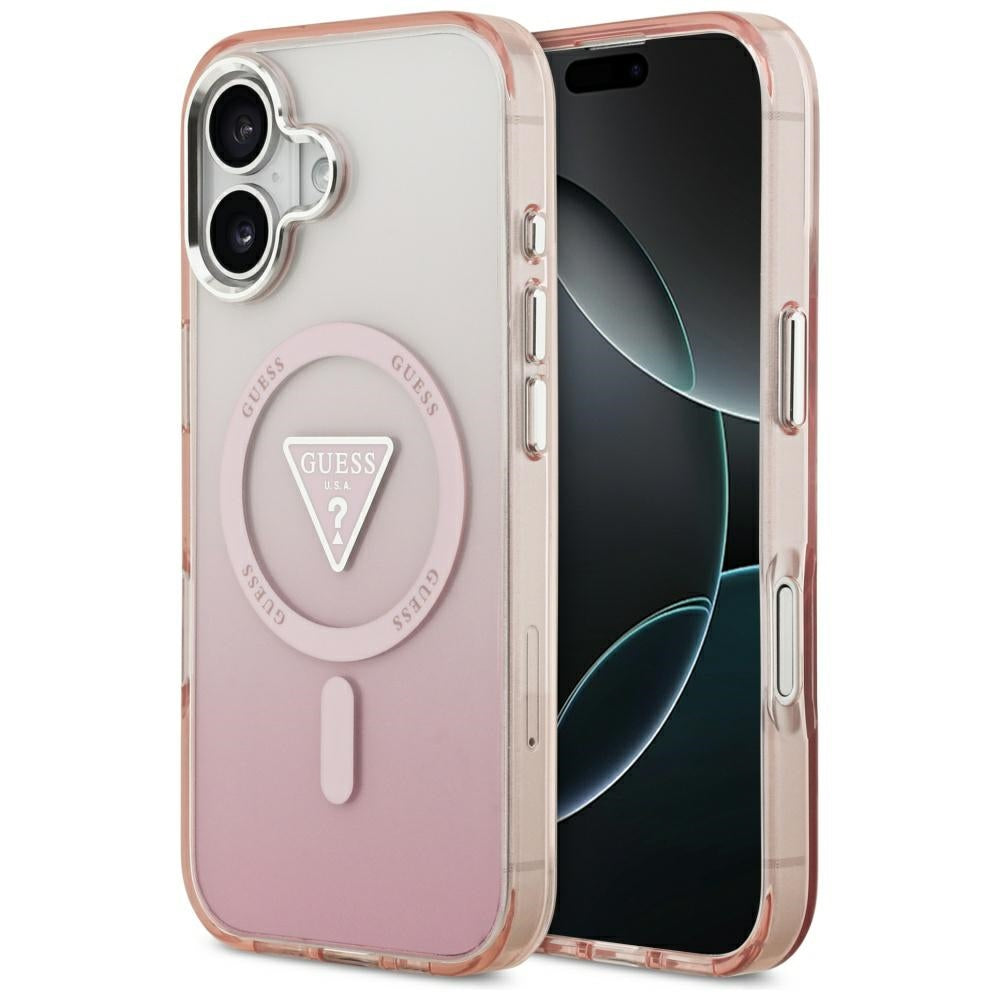 MagSafe-deksel for Apple iPhone 17, Guess, IML Gradient Triangle Logo, Rosa